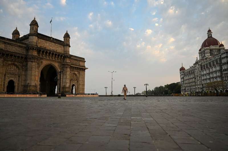 Deserted streets in Mumbai, in India's virus-stricken Maharashtra state