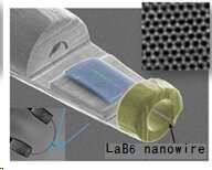 Development of a high-energy-resolution, LaB6 nanowire-based field emission gun