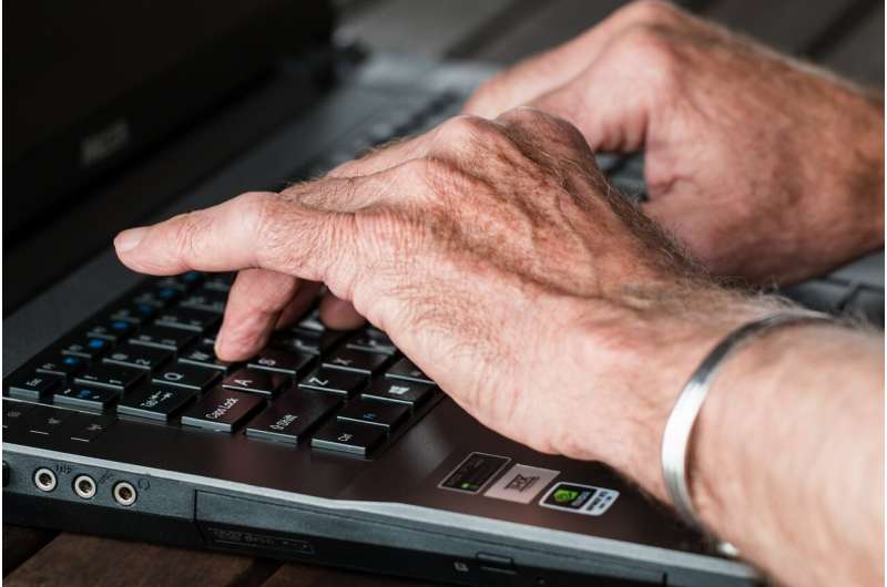 elderly hands computer