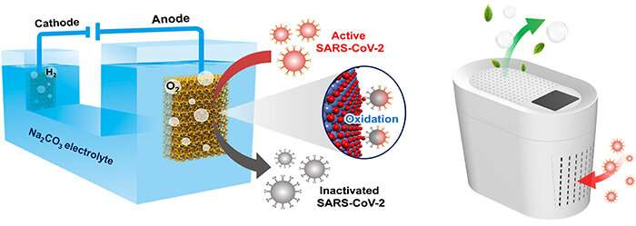 Electrochemical oxidation to inactivate SARS-CoV-2