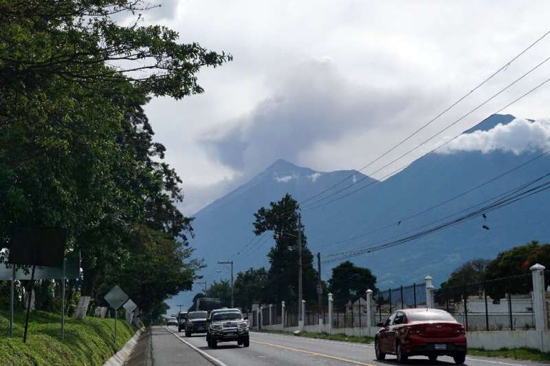 Eruptions produced a long river of lava flowing down to the base of Guatemala's Fuego volcano