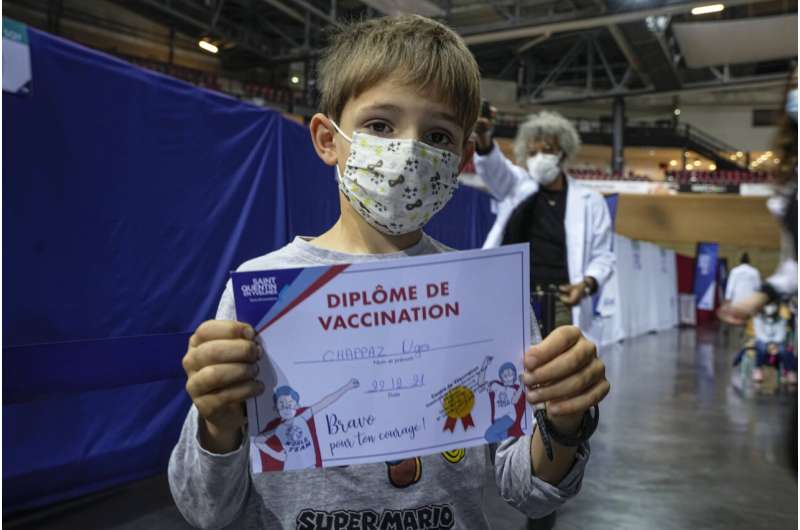 French kids line up to get vaccine shots as omicron spreads