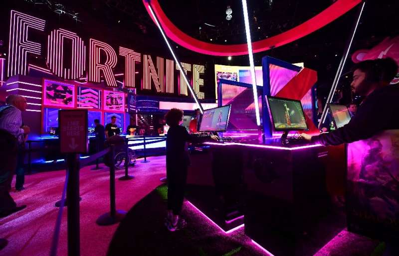 Gaming fans play &quot;Fortnite&quot; at the 2019 Electronic Entertainment Expo, also known as E3, on June 11, 2019