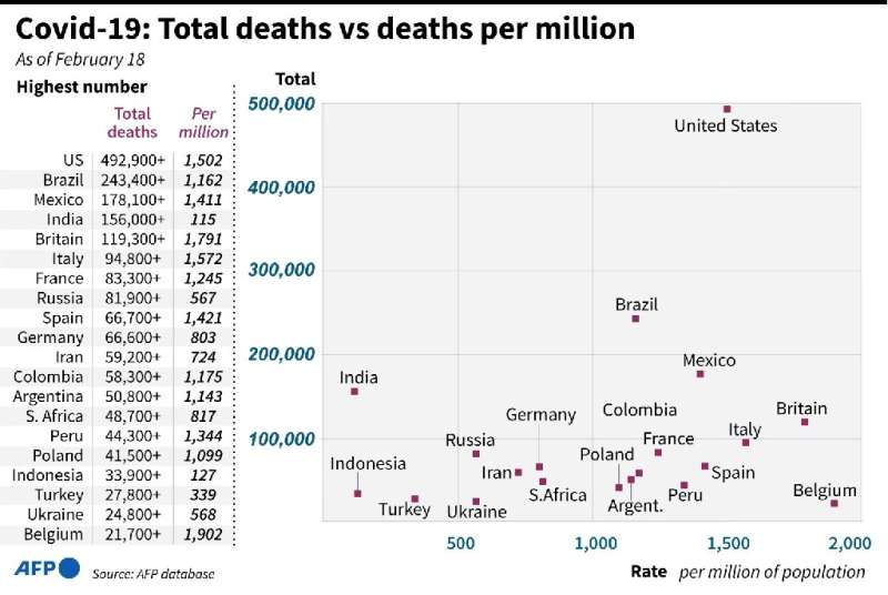Graphic looking at countries with the highest coronavirus death tolls, and their respective death rates.