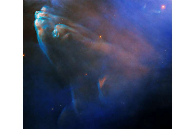 Hubble witnesses shock wave of colliding gases in Running Man Nebula