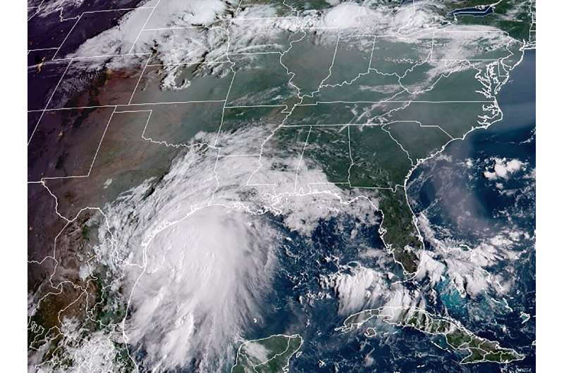 Hurricane Nicholas off the coast of the US state of Texas on Monday