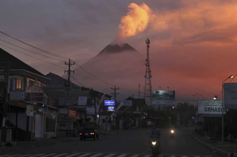 Lava streams from crater as Indonesia's Mount Merapi erupts