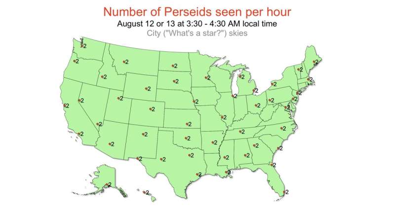 Light pollution and spotting Perseid meteors