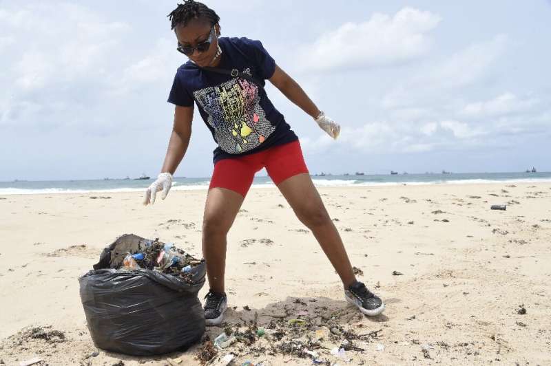 Litter in Lagos gets whisked away by the rains and waterways and ends up forming piles of trash on the beaches