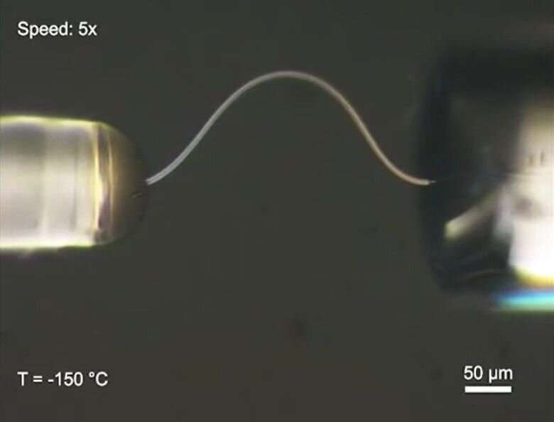 Making bendable ice by growing single-crystal microfibers