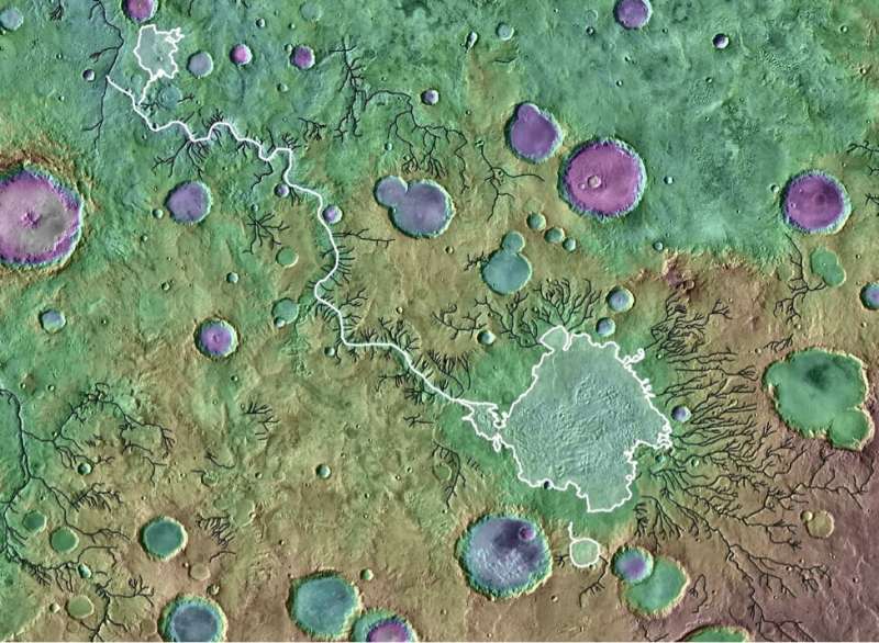 Mars’ surface shaped by fast and furious floods from overflowing craters