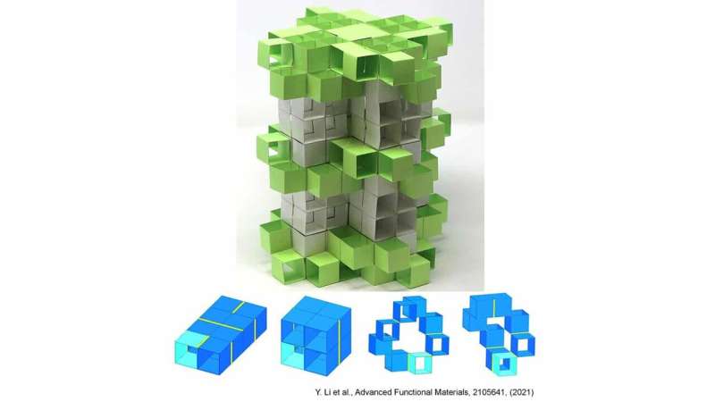 Researchers design three-dimensional kirigami building blocks to make dynamic metamaterials