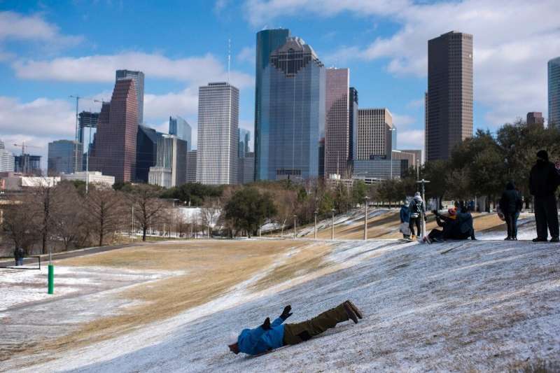 Residents enjoying the snow in Houston, Texas on Monday