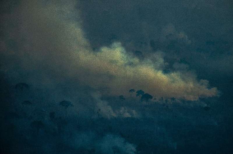 Smoke rising from an illegal fire in the rainforest in Labrea, in Brazil's Amazonas state
