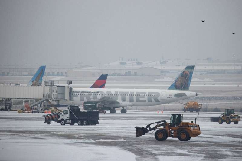 Snow removal vehicles at Nashville International Airport