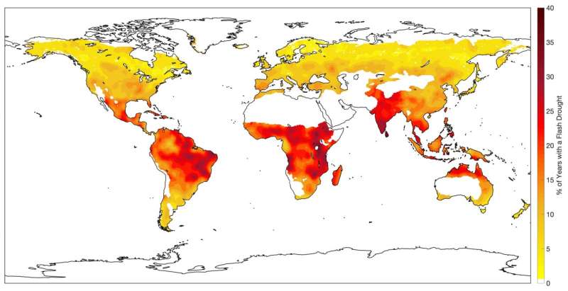 The study investigates the global distribution, trends, and drivers of flash drought