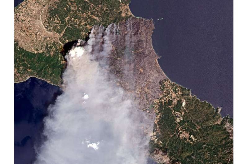 The fire on Evia seen from above