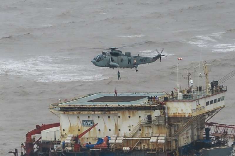 The Indian military has launched search and rescue operations at sea for people missing after the storm hit