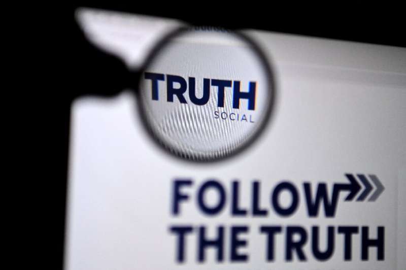 Le logo de 'Truth Social' sur un écran d'ordinateur portable