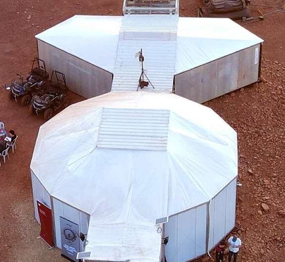 The simulated Mars base where the team will live, in the Ramon Crater in Israel's southern Negev desert