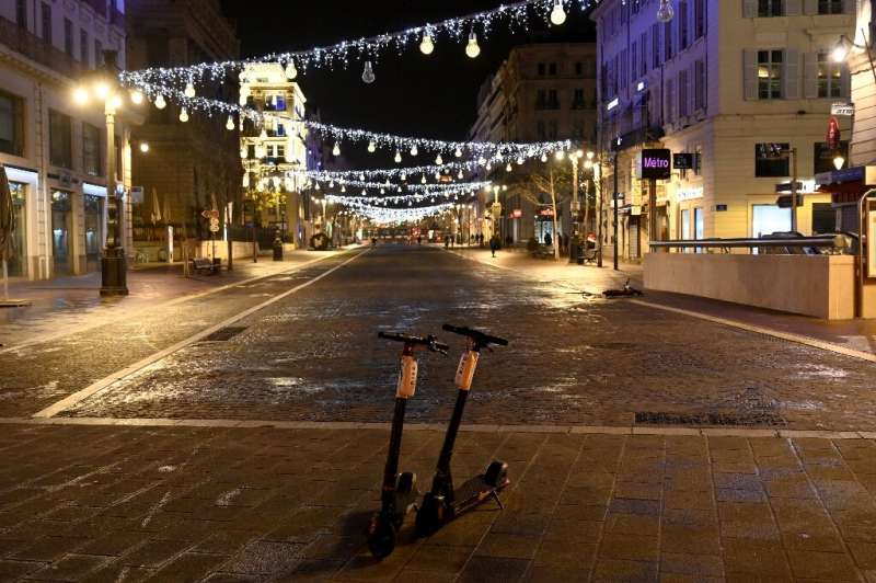 The streets of the southern French city of Marseille are empty after the overnight curfew comes into force