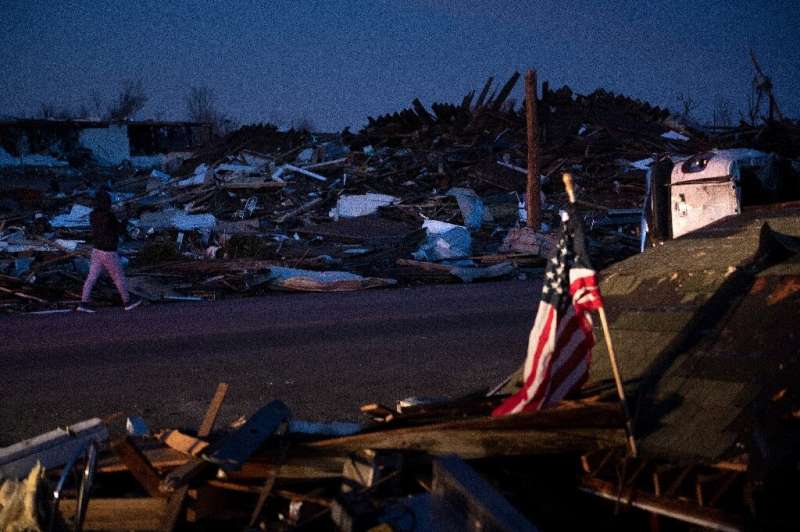 Tornado damage is seen after extreme weather hit Mayfield, Kentucky