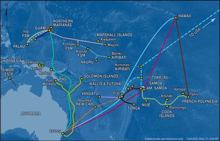Undersea internet cables connect Pacific islands to the world. But geopolitical tension is tugging at the wires
