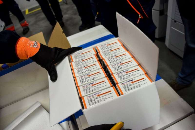 Vaccines dosed for children are marked with an orange colour to set them apart