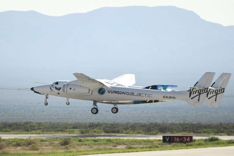 Virgin Galactic's space tourism plane in New Mexico in July 2021