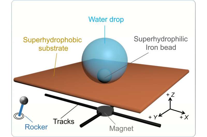 Water droplets become hydrobots by adding magnetic beads