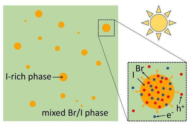 Why perovskite solar cells tend to segregate under the influence of light