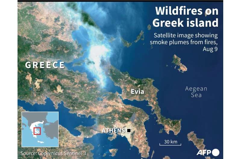 Wildfires on Greek island