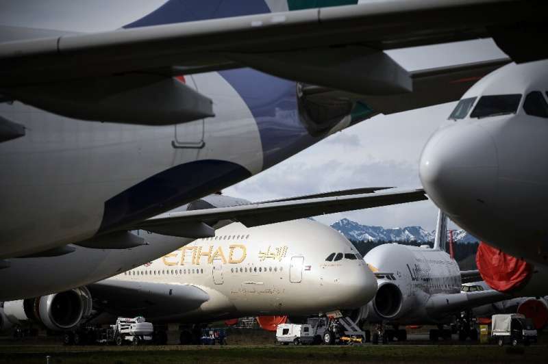 With demand high, space is at premium, so aircraft are wedged in tightly