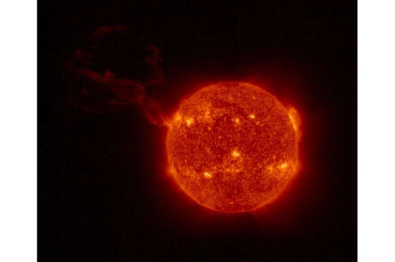 A colossal flare erupted from the far side of the sun