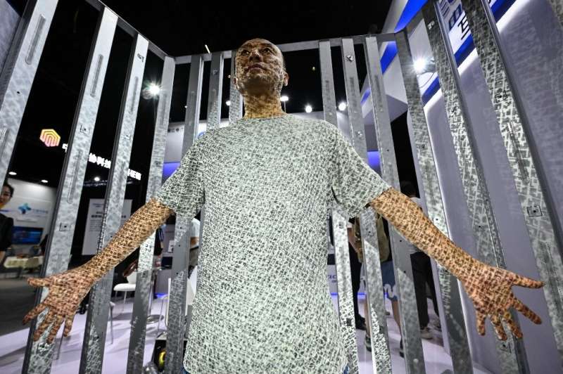 A man is scanned to create his avatar during the World Metaverse Conference in Beijing August 26, 2022