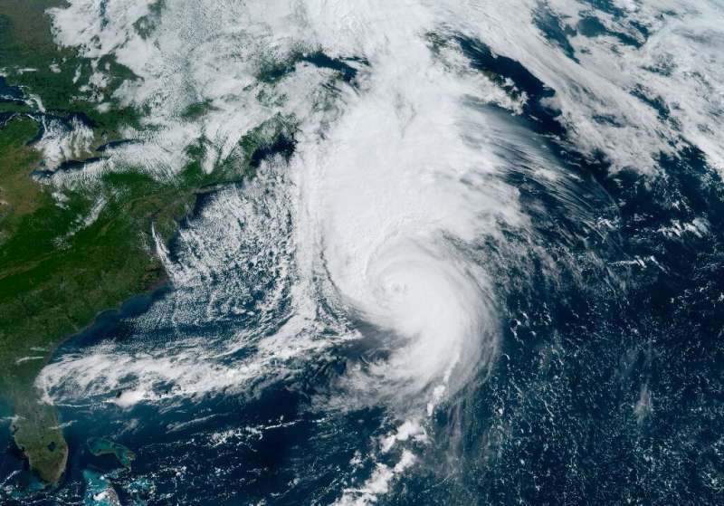 A satellite image shows Hurricane Fiona on September 23, 2022, at 1400 GMT