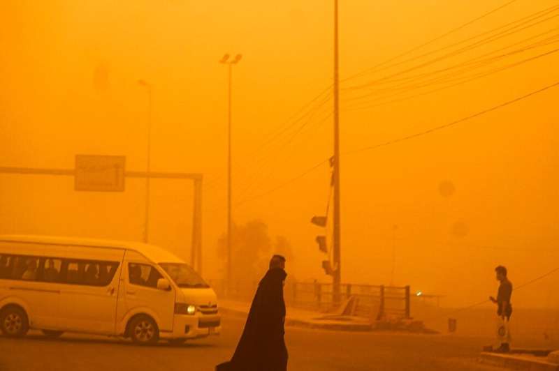 A thick cloud of dust blankets the Iraqi capital Baghdad as the eighth sandstorm since mid-April, 2022 paralysed activity across