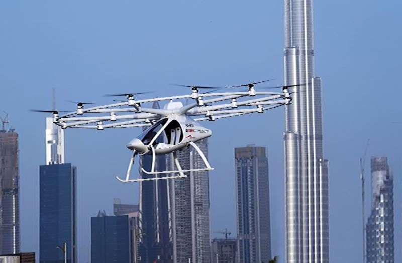 A two-seater  a prototype driverless &quot;hover taxi&quot; flying in a &quot;concept&quot; flight in Dubai in 2017, seen this p