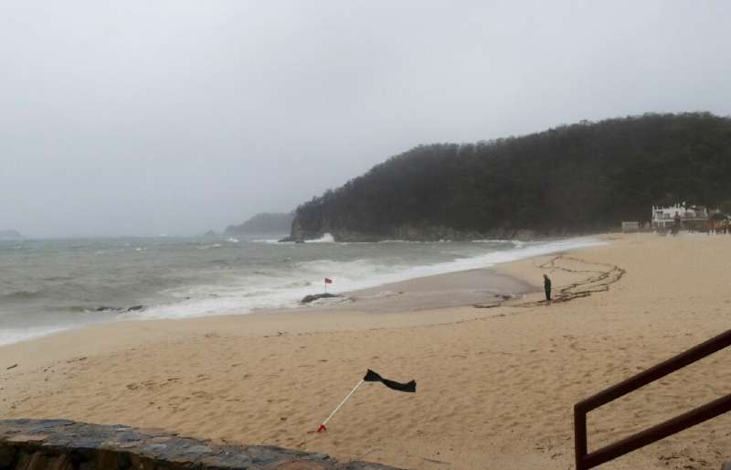 A view of a beach in Huatulco on Mexico's Pacific coast as Hurricane Agatha approached