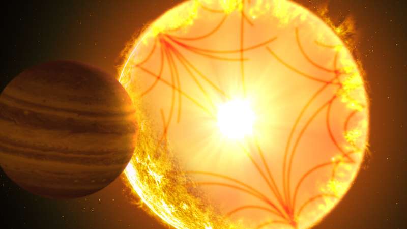 An alien planet found spiraling towards its doom around an aging star