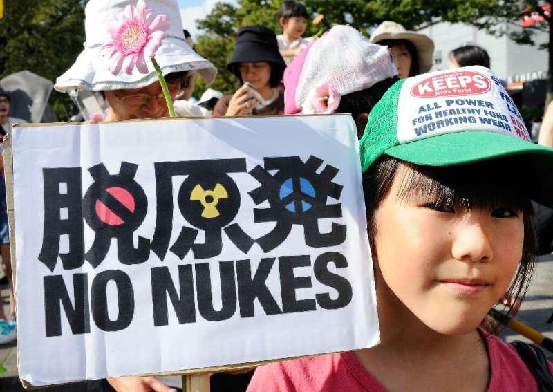 An anti-nuclear protester in Tokyo in 2011 after the Fukushima plant disaster