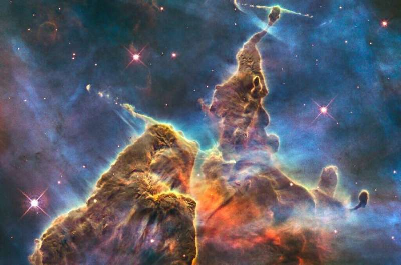 An image of the Carina Nebula shot by the Hubble Space Telescope