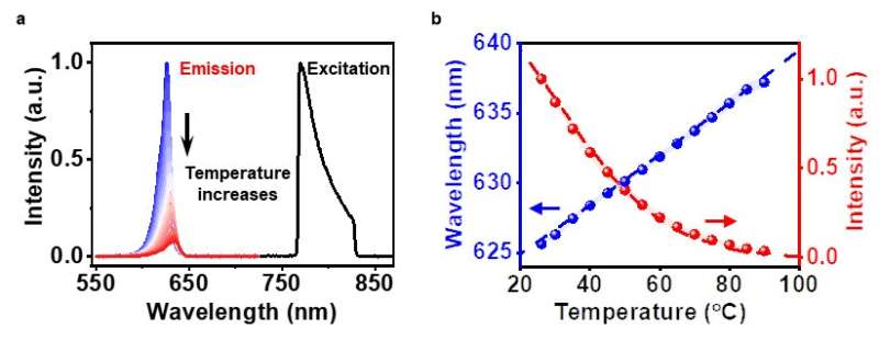 An optoelectronic thermometer based on microscale infrared-to-visible conversion devices