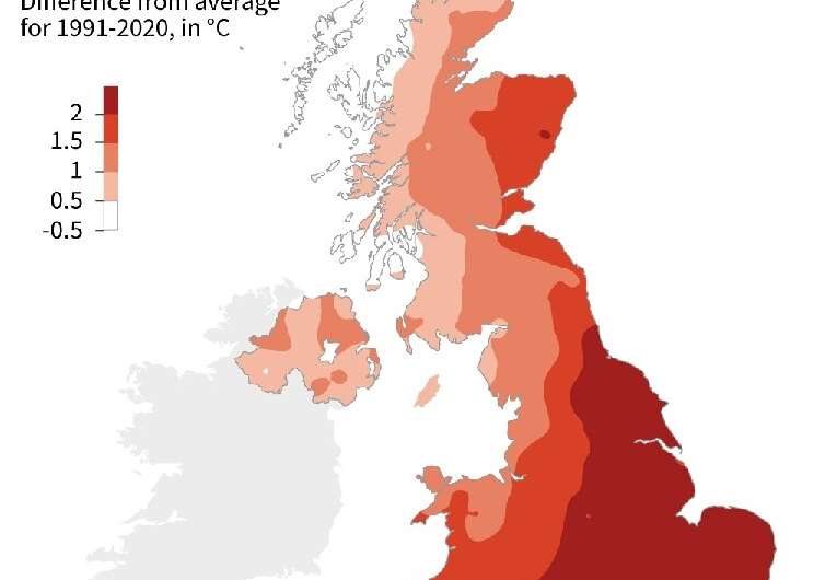Britain's summer of 2022, equal hottest on record
