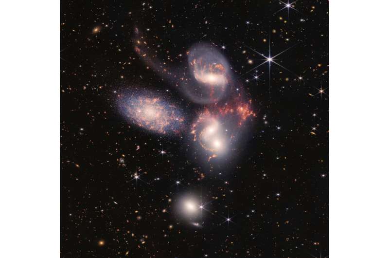 Al estudiar el Quinteto de Stephan, "aprendes cómo las galaxias chocan y se fusionan"  dijo el cosmólogo John Mather, agregando ou