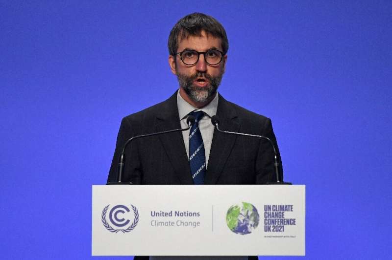 Canada's Environment Minister Steven Guilbeault, pictured here at a UN climate conference in November 2021, unveiled Wednesday a