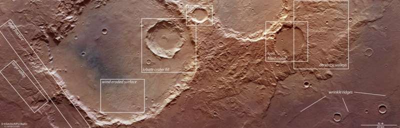 Craters and cracks on Mars' Terra Sirenum region
