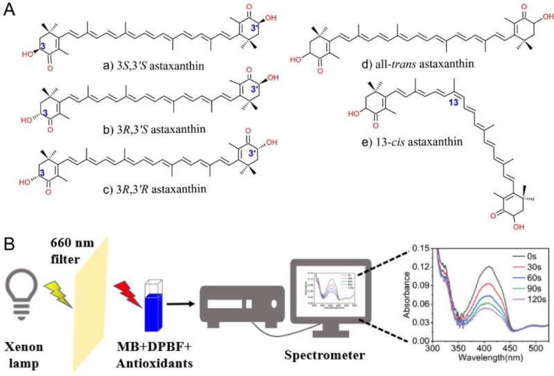 Differences found in antioxidant activities of astaxanthin isomers against singlet oxygen evaluated using a spectroscopic method