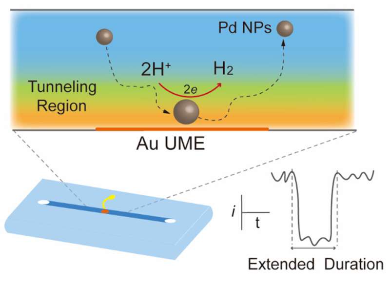 Enhanced single-nanoparticle collisions for the HER in a confined microchannel