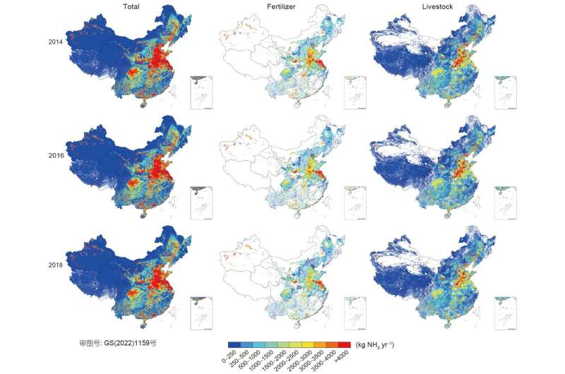 Estimation for ammonia emissions at county level in China from 2013 to 2018
